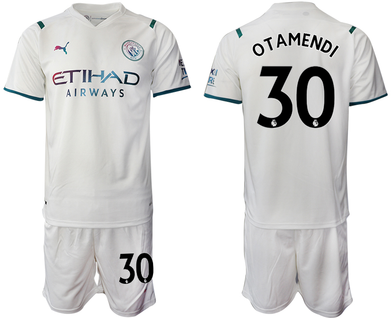 Men 2021-2022 Club Manchester City away White #30 Soccer Jersey->manchester city jersey->Soccer Club Jersey
